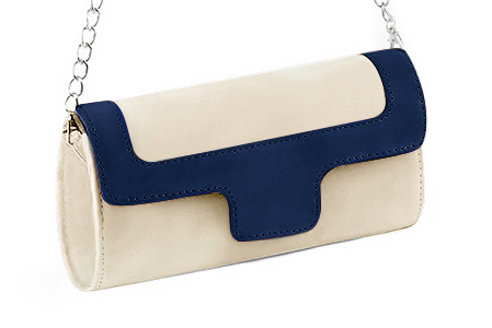 French elegance and refinement for this champagne beige and navy blue dress clutch, 
                available in many subtle leather and colour combinations. This charming clutch bag can be used as a "pretty set" to match the pumps of your choice.
It is large enough to hold a wallet, a mobile phone or keys.....
Have fun customising it, all associations are possible. 
                Matching pumps, strap shoes and sandals.    
                You can customize this clutch to perfectly match your tastes or needs, and have a unique model.  
                Choice of leathers and colours. 
                Wide range of materials and shades carefully chosen.